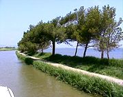 The EV8 along the Canal de la Robine near Narbonne, France.