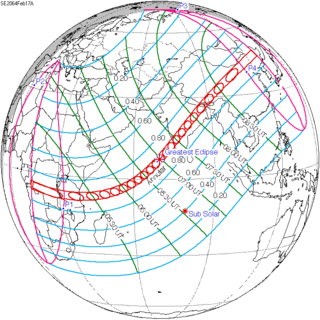 <span class="mw-page-title-main">Solar eclipse of February 17, 2064</span> Future annular solar eclipse