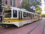 A Sacramento RT light rail train in Downtown Sacramento