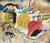 Wassily Kandinsky, 1912, Improvisation 27 (Garden of Love II), olie op doek, 47 3/8 x 55 1/4 dm. (120.3 x 140.3 cm), The Metropolitan Museum of Art, New York. Uitgestal tydens die "1913 Armory Show"