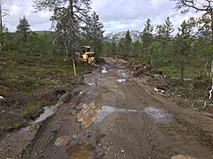 Tilkomstveg inn i nasjonalparken under arbeid