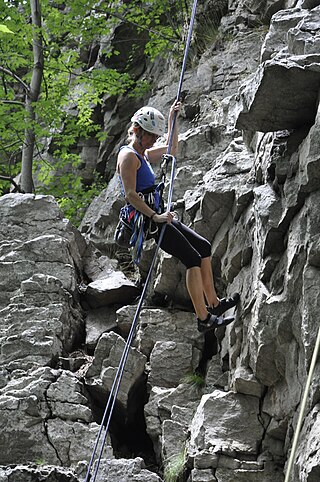 <span class="mw-page-title-main">Abseiling</span> Rope-controlled descent