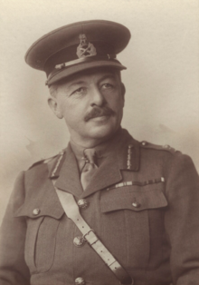 Henry Macandrew wearing the formal military uniform of a general, including cap, in a portrait photograph