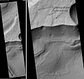 HiRISE 拍攝的海德拉奧特斯混沌，點選影像可見河道和地層，比例尺長相當於1000公尺，位於欧克西亚沼区。