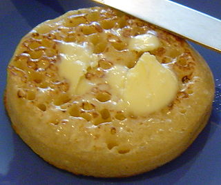 <span class="mw-page-title-main">Crumpet</span> Small unsweetened griddle bread