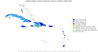 Кліматична карта Антильських островів за Кеппеном