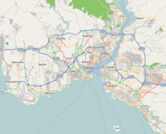 Mapa konturowa Stambułu, w centrum znajduje się punkt z opisem „Fanarion”