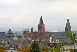 Mainz Old Town view from the citadel (November 2003)