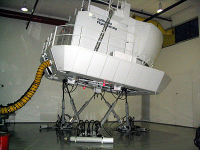 A hexapod motion platform used in another flight simulator Simulator-flight-compartment.jpeg