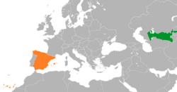 Map indicating locations of Spain and Uzbekistan