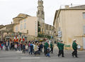 A parade with the band