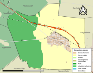 Carte en couleurs présentant l'occupation des sols.