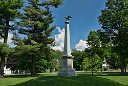 Civil War memorial in The Park in the center of town