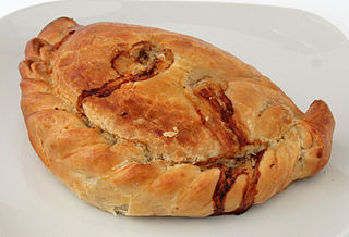 <span class="mw-page-title-main">Pasty</span> Cornish pastry filled with meat or vegetables