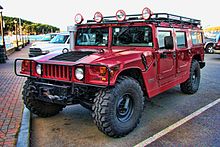 Modified red Hummer H1