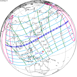 <span class="mw-page-title-main">Solar eclipse of April 11, 2070</span> Total eclipse