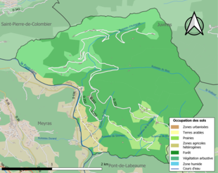 Carte en couleurs présentant l'occupation des sols.