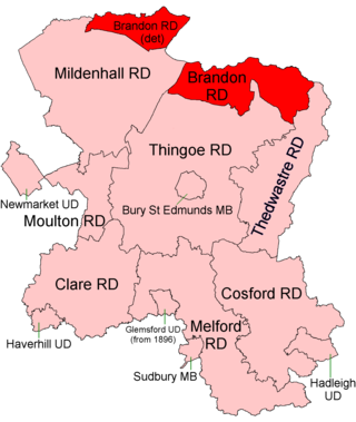 <span class="mw-page-title-main">Brandon Rural District</span> Former rural district in Suffolk, England