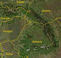 Satellittbilde av Karpatene.