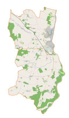 Mapa konturowa gminy Ścinawa, po prawej nieco na dole znajduje się punkt z opisem „Pałac w Dziewinie”