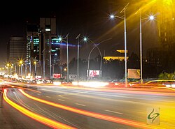 Night view of Blue Area, the commercial hub of Islamabad.