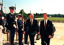 Howard and US Secretary of Defense William Cohen in 1997 HowardCohen97.jpg