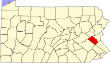 Map of Pennsylvania highlighting Lehigh County.svg