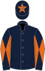 Dark blue, orange diabolo on sleeves, star on cap