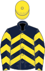 Dark blue, yellow chevrons and cap