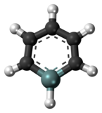 Ball-and-stick model of the Silabenzene molecule