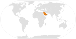 Map indicating locations of Bosnia and Herzegovina and Saudi Arabia