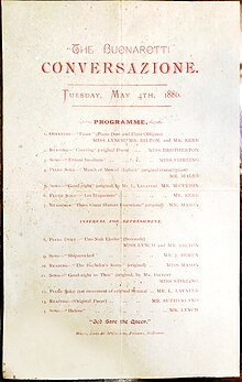 Original copy: The Buonarotti Conversazione. Tuesday, May 4th, 1886. Programme. Mason Firth & McCutcheon. Printers, Melbourne 1886. Private Collection BuonrottiConversazione.jpg