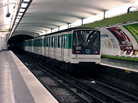 MF 67 rolling stock on Line 3 at Quatre-Septembre