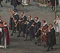 Image 22Musicians from 'Procession in honour of Our Lady of Sablon in Brussels.' Early 17th-century Flemish alta cappella. From left to right: bass dulcian, alto shawm, treble cornett, soprano shawm, alto shawm, tenor sackbut. (from Renaissance music)