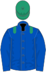 Royal blue, emerald green epaulets, emerald green cap