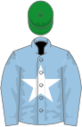 Light blue, white star, green cap