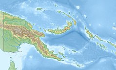 Mapa konturowa Papui-Nowej Gwinei, po prawej znajduje się punkt z opisem „Wyspa Bougainville’a”