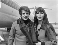 Sonny & Cher at Schipol Airport, Netherlands, in 1966