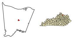 Location of Brooksville in Bracken County, Kentucky.