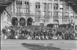 Deelnemers aan het Internationaal Wiskundigencongres. Universiteit van Zürich, september 1932, de maand waarin de IMU uiteenviel.