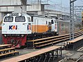 The Parahyangan train pulled by the CC 206 15 01 passing through Manggarai Station, 2022