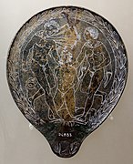 Miroir avec Ulysse tendant une embuscade à Diomède, ca. 350-325 av. J.-C.