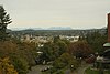 Downtown Bellingham as seen through telephoto lens from the Viking Union Plaze at WWU