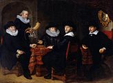 De Doelheren door Govert Flinck uit 1642 hing op de korte wand boven de korte schoorsteenmantel