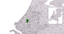 Highlighted position of Pijnacker-Nootdorp in a municipal map of South Holland
