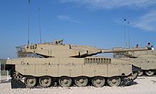 The Merkava Mark III features extreme sloped armour on the turret Merkava-3-latrun-3.jpg