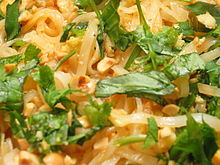 Closeup of pad thai, a Thai dish made from rice noodles Pad thai.jpg