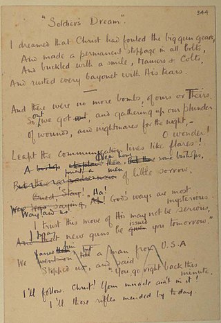 <span class="mw-page-title-main">Soldier's Dream</span> Poem written by Wilfred Owen