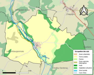 Carte en couleurs présentant l'occupation des sols.