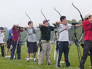 <span class="mw-page-title-main">Target archery</span> Most popular form of archery in which participants shoot at colored targets